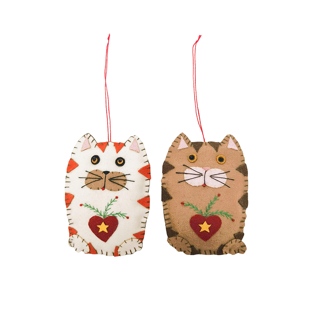 Fabric Stitched Christmas Decoration Cat Assorted