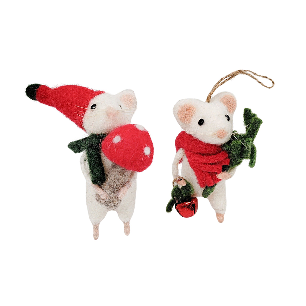 Felt Christmas Decoration Festive Snowy Mouse Assorted