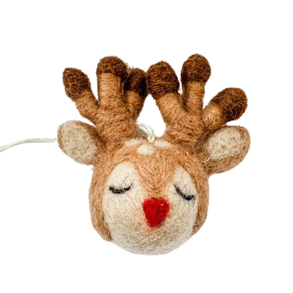Small Rudolf Head Christmas Decoration Felt Rudolph Reindeer Head Assorted – Iko Iko