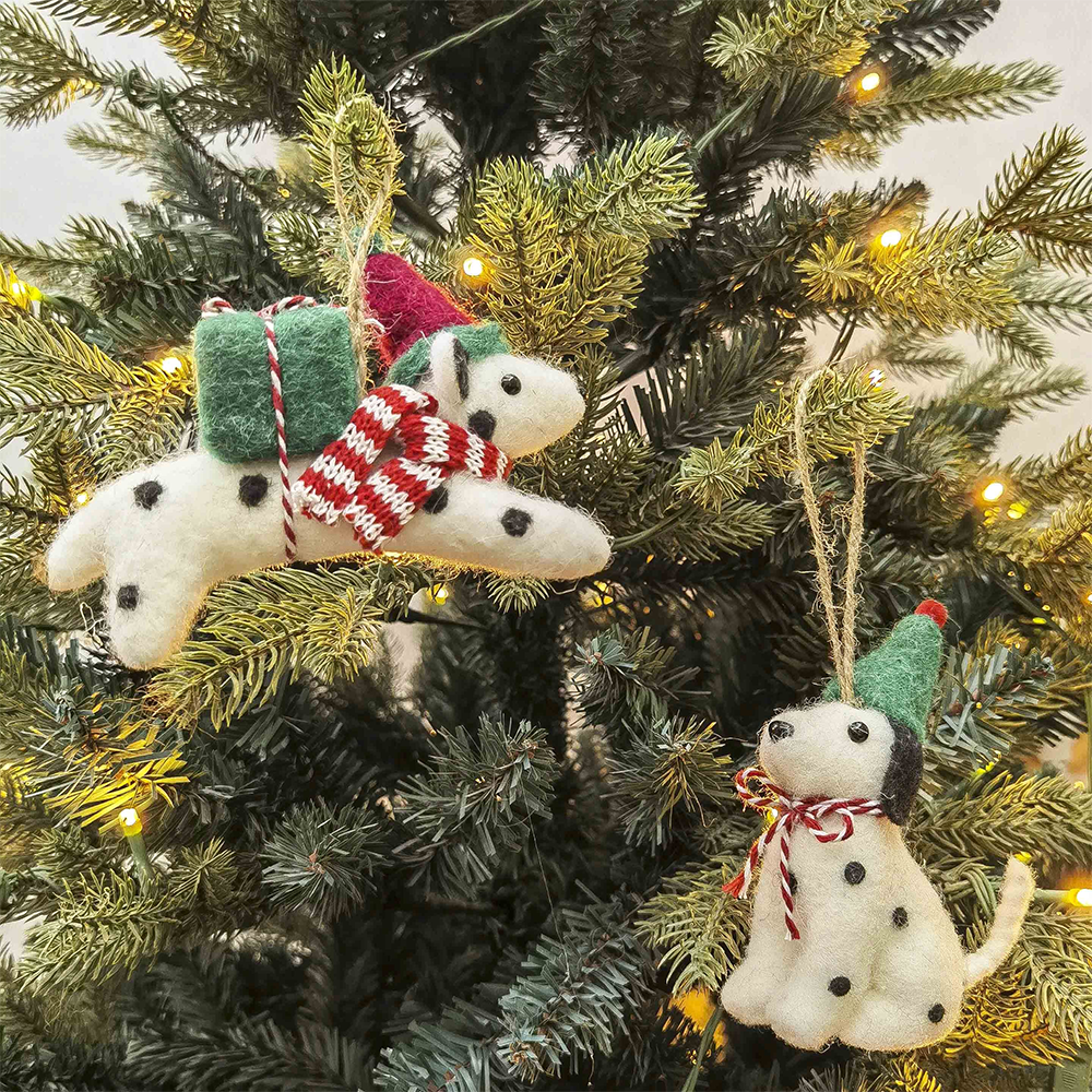 Felt Christmas Decoration Spotty Dog Assorted