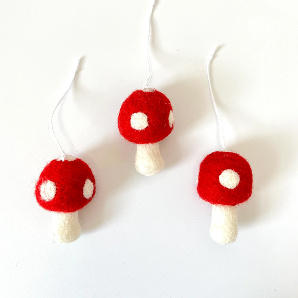 Christmas Decoration Felt Mushroom Red