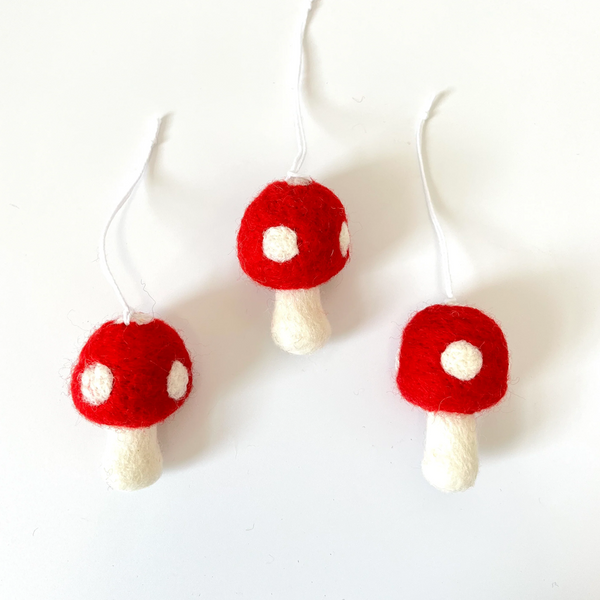 Christmas Decoration Felt Mushroom Red