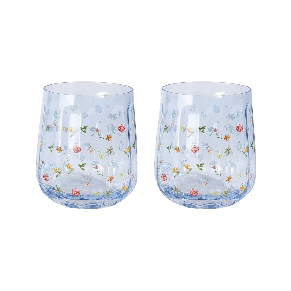 Floral Glass Tumbler Set of 2 Botanicals