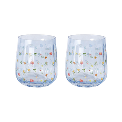 Floral Glass Tumbler Set of 2 Botanicals