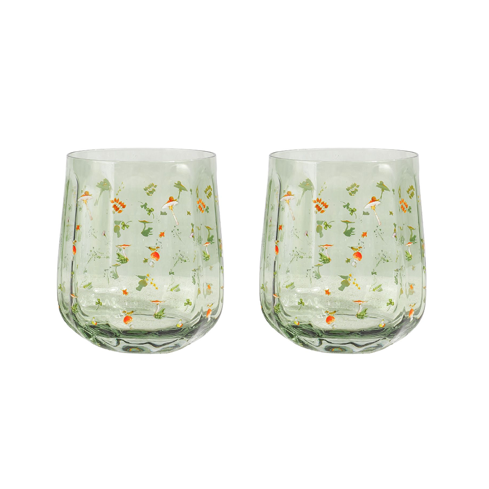 Floral Glass Tumbler Set of 2 Enchanted Garden
