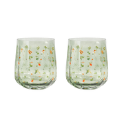 Floral Glass Tumbler Set of 2 Enchanted Garden