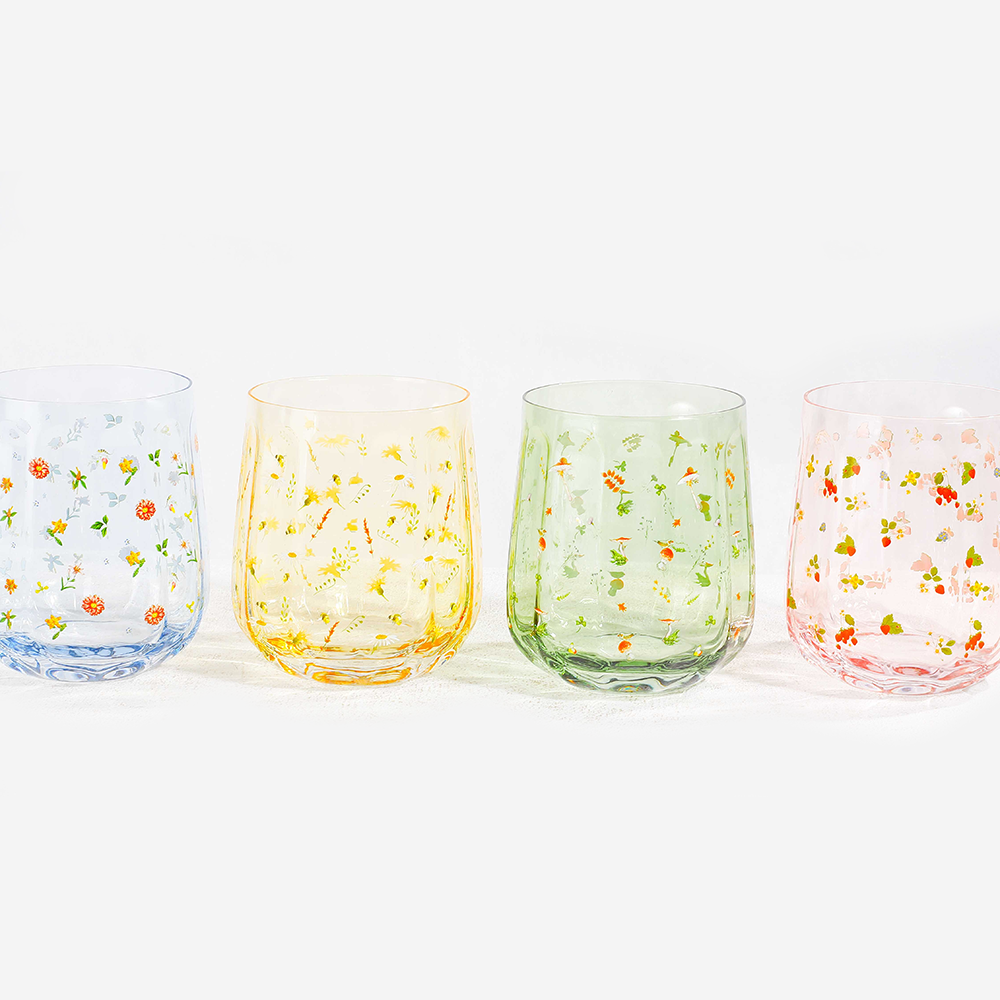 Floral Glass Tumbler Set of 2 Enchanted Garden