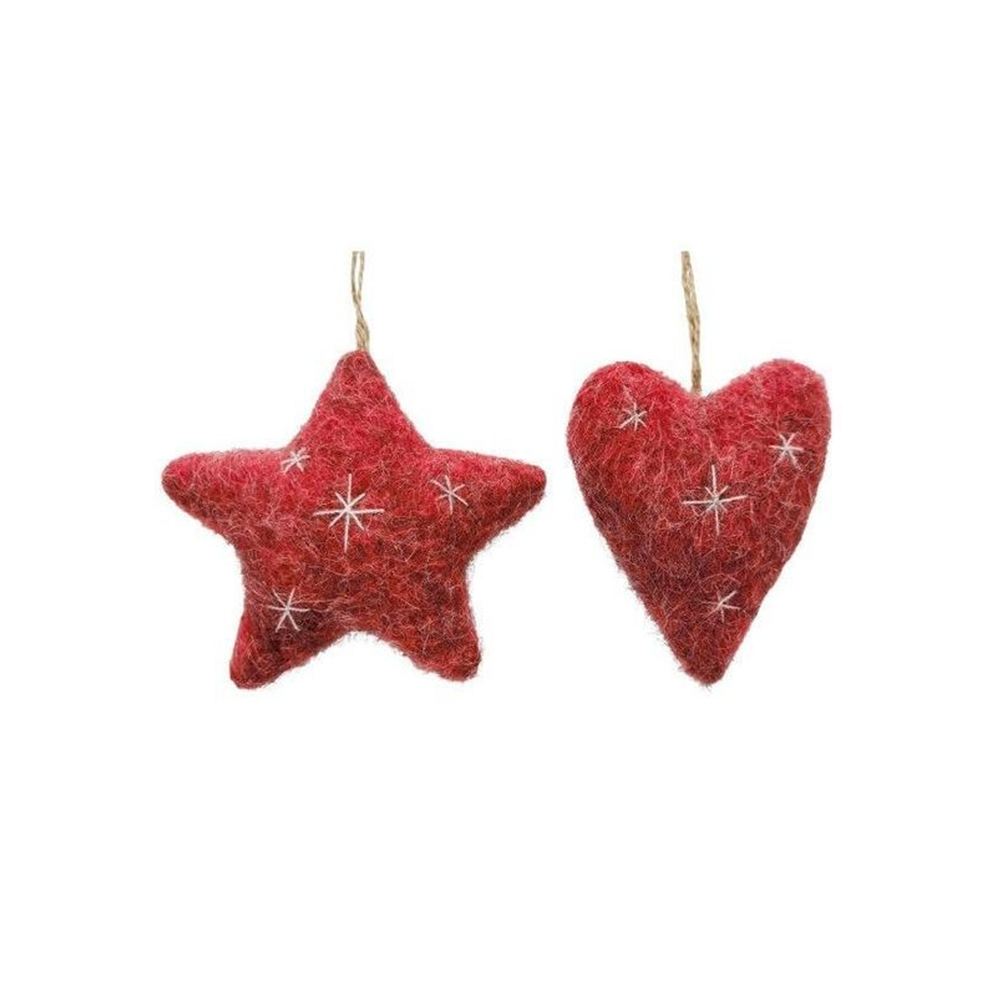 Fluffy Christmas Decoration Heart Star Assorted