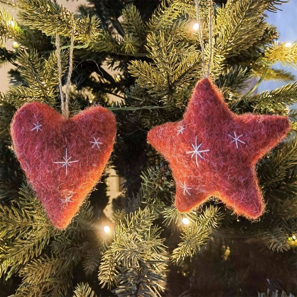 Fluffy Christmas Decoration Heart Star Assorted