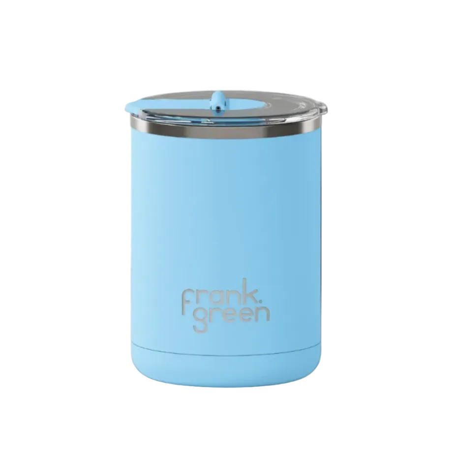Frank Green Ceramic Coffee Cup with Hinged Lid 12oz Sky Blue