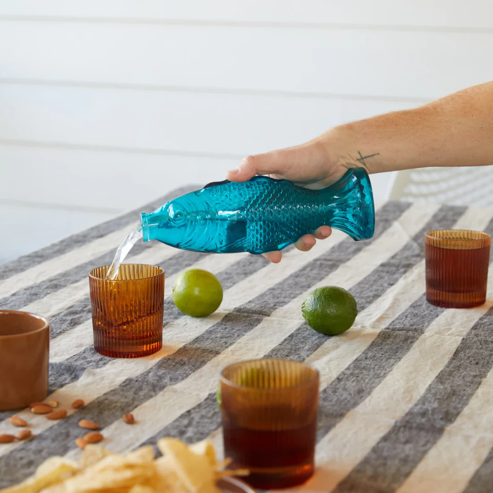 Fish Decanter Blue Glass Bottle