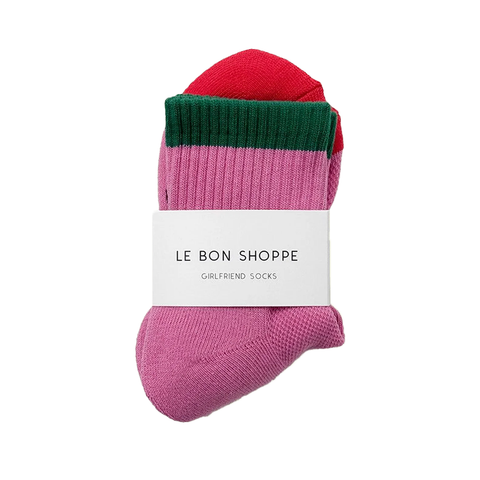 Le Bon Shoppe Girlfriend Socks Color Block Rose Green