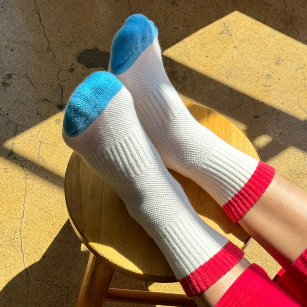 Le Bon Shoppe Girlfriend Socks Colour Block Blue Red