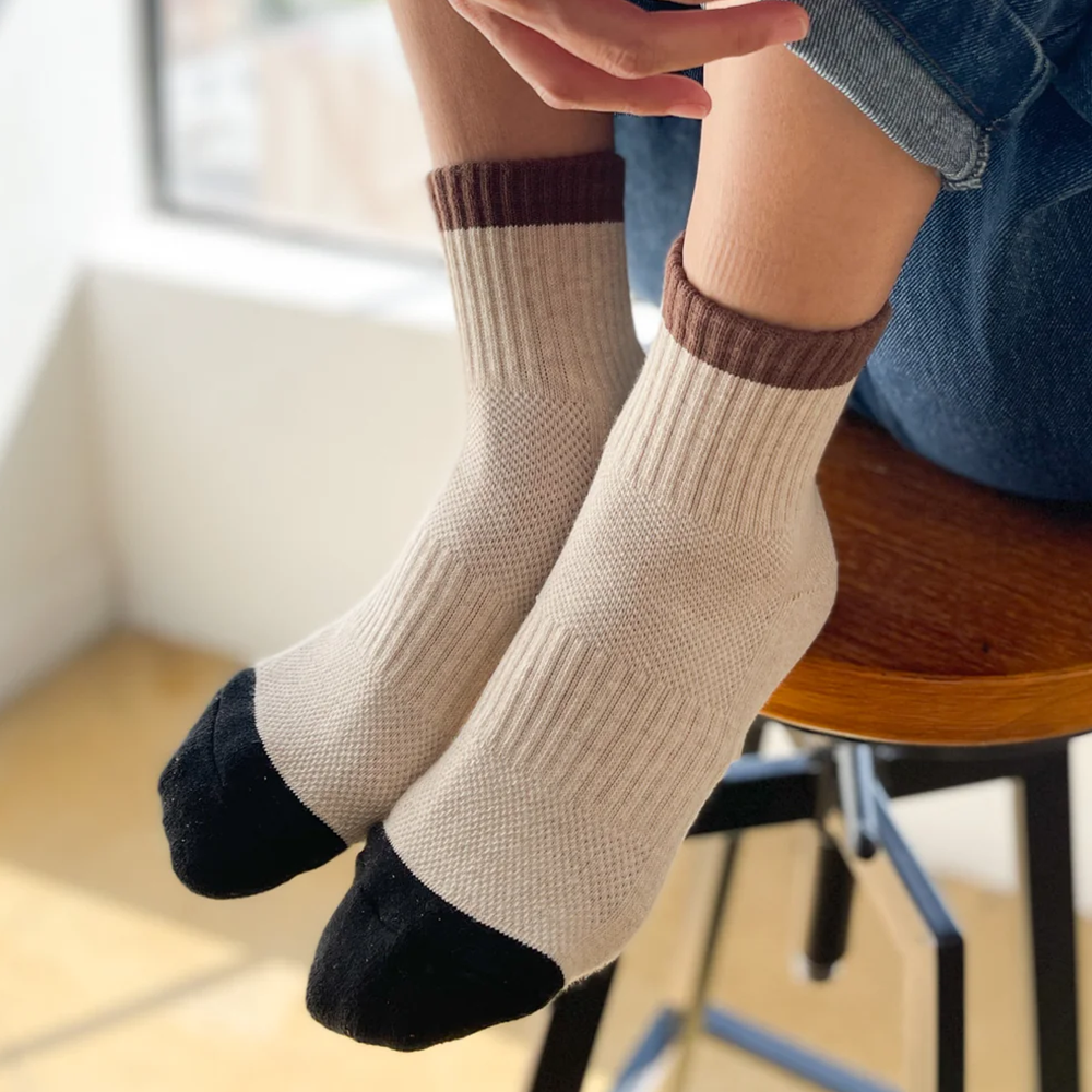 Le Bon Shoppe Girlfriend Socks Colour Block Black Coffee