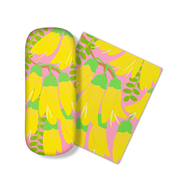 100% NZ Glasses Case Bright Botanical Kōwhai