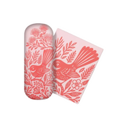 100% NZ Glasses Case Woodcut Fantail