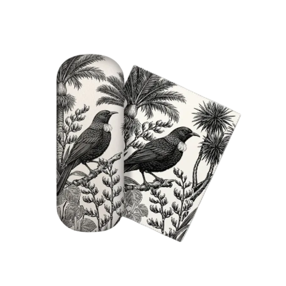 A pair of rectangular floor mats with rounded corners, featuring a black and white botanical and bird pattern, displayed on a clean white background.