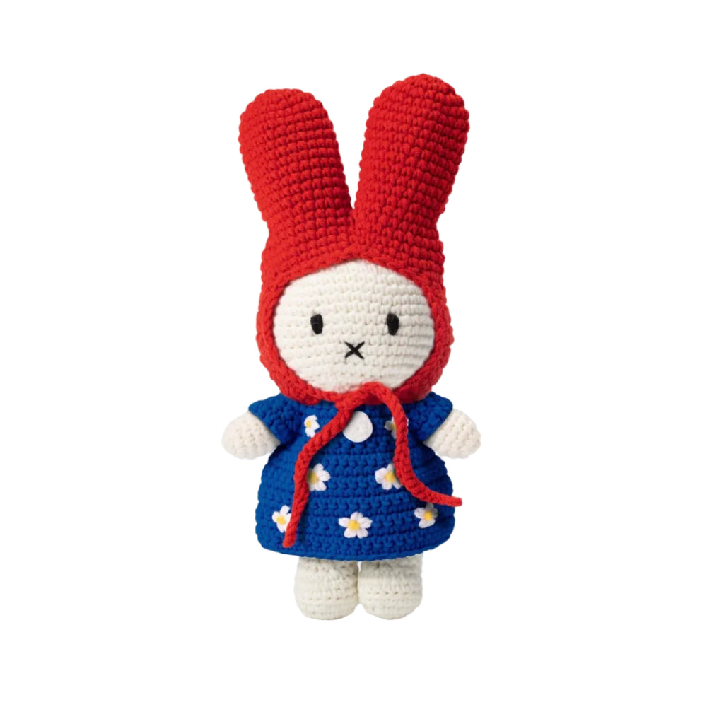 Just Dutch x Miffy Crochet Miffy Cuddly Blue Flower Dress + Red Hat