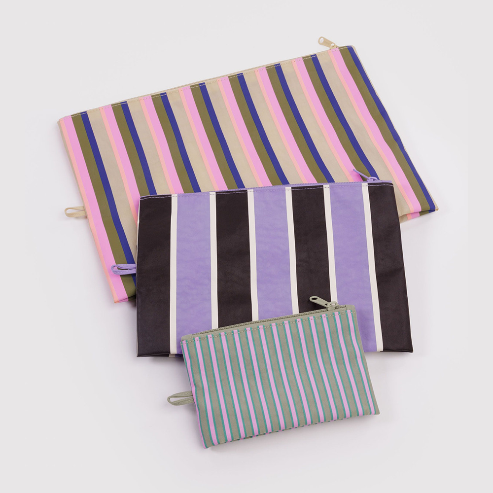 Baggu Flat Pouch Candy Shop Stripes