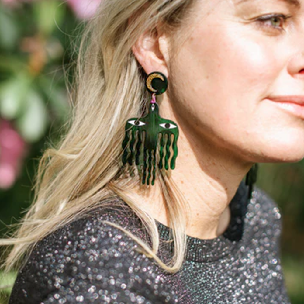 Studio Soph Earrings Big Birds Green