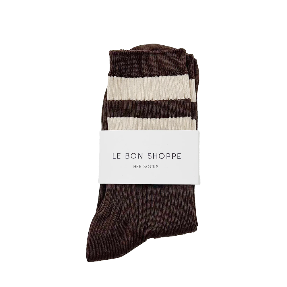 Le Bon Shoppe Socks Her Varsity Espresso