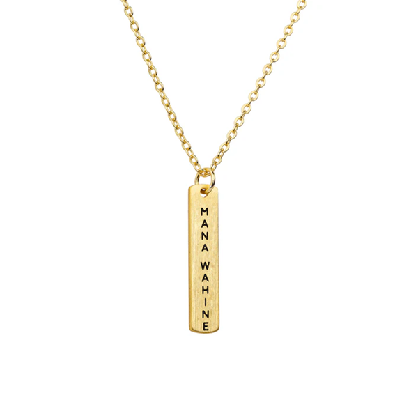 Little Taonga Necklace Te Reo Mana Wahine Gold