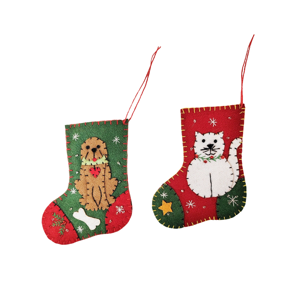 Hanging Christmas Decoration Stocking Assorted Cat or Dog