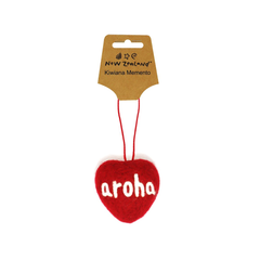 Hanging Wool Ornament Aroha Heart