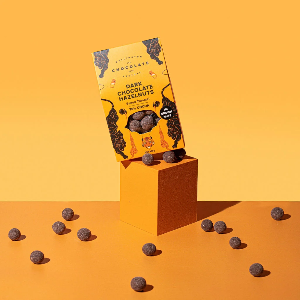 Wellington Chocolate Factory Dark Salted Caramel Hazelnuts 150g