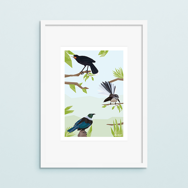 Iko Iko A4 Art Print NZ Geo Birds