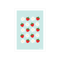 Iko Iko A4 Art Print Daisies and Strawberries