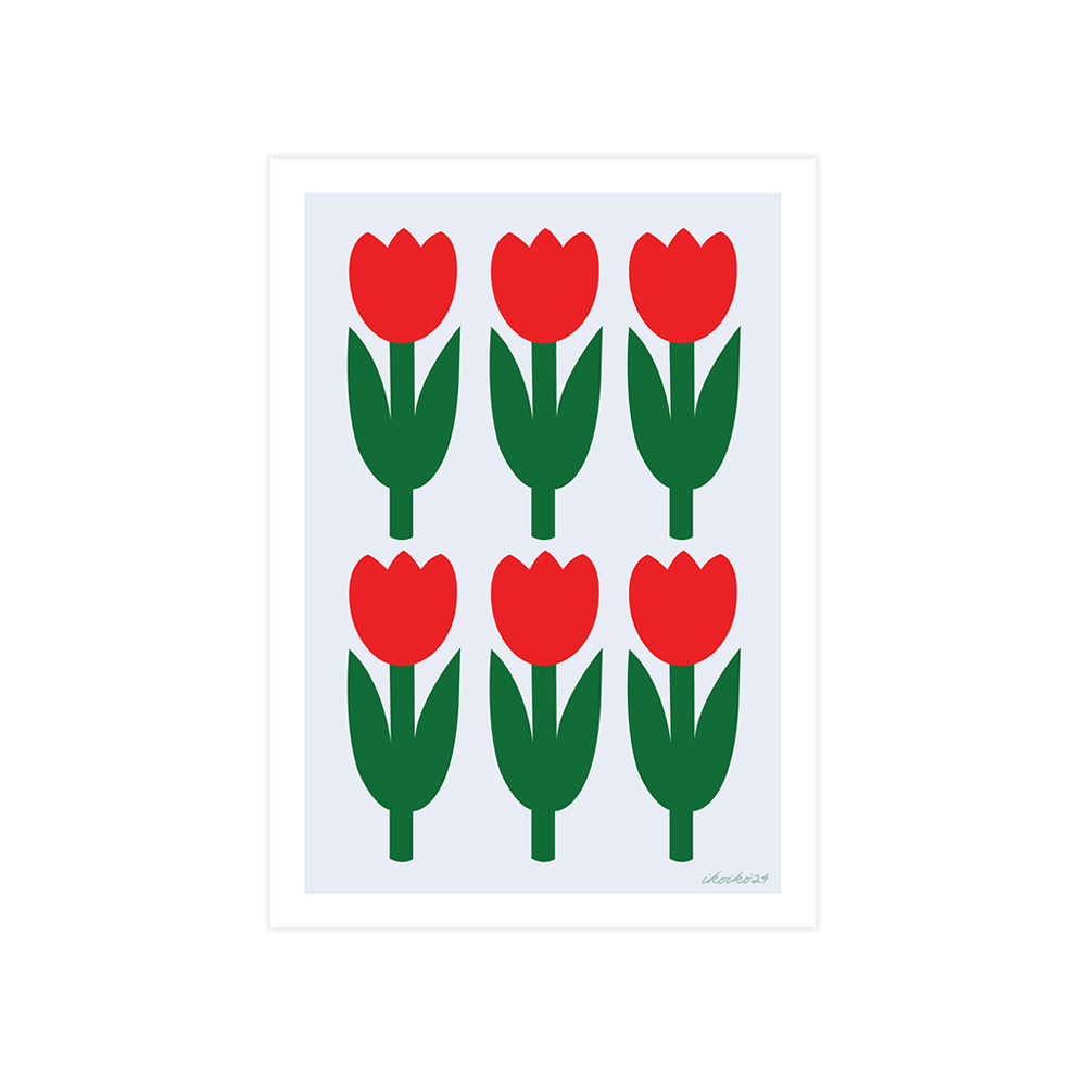 Iko Iko A4 Art Print Red Tulips