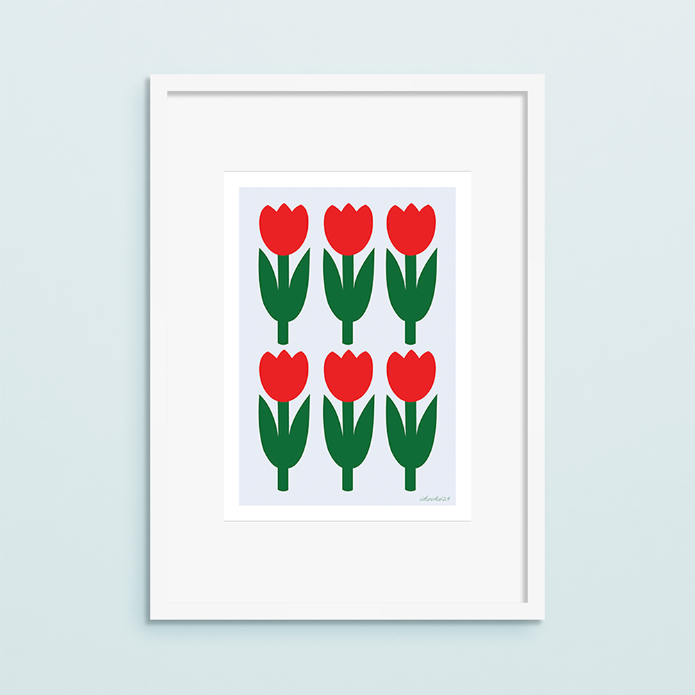 Iko Iko A4 Art Print Red Tulips