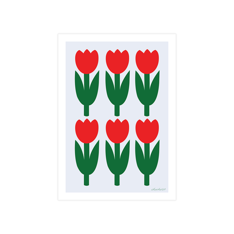 Iko Iko A4 Art Print Red Tulips