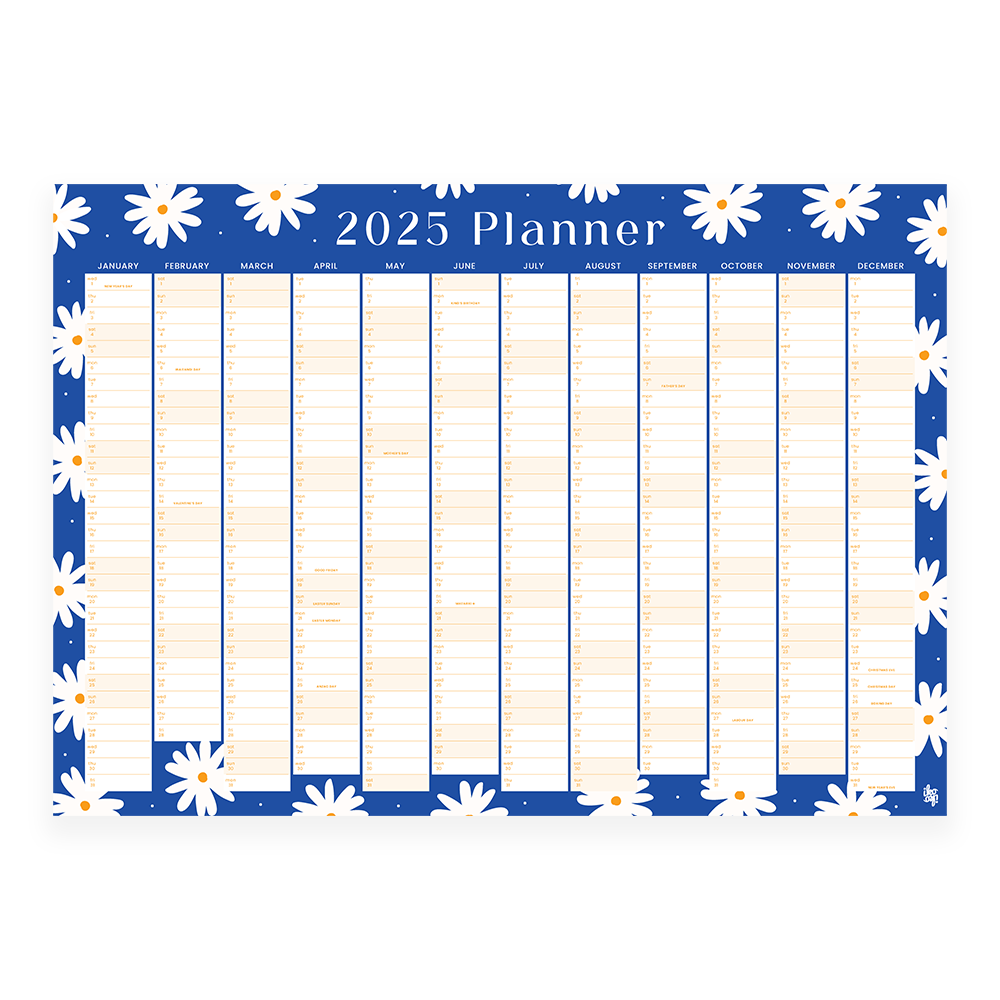 Iko Iko 2025 Wall Planner Daisies Blue