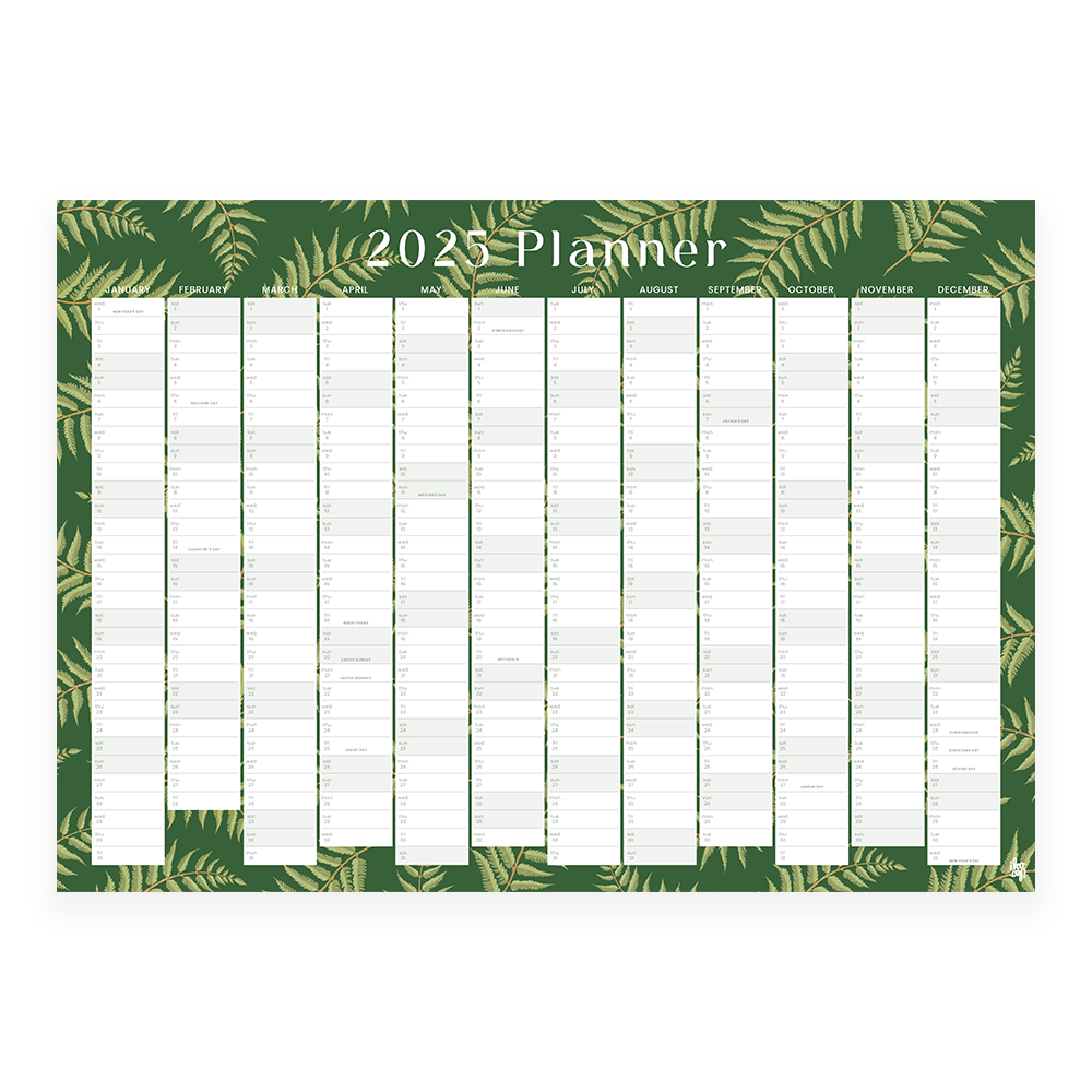 Iko Iko 2025 Wall Planner NZ Fern