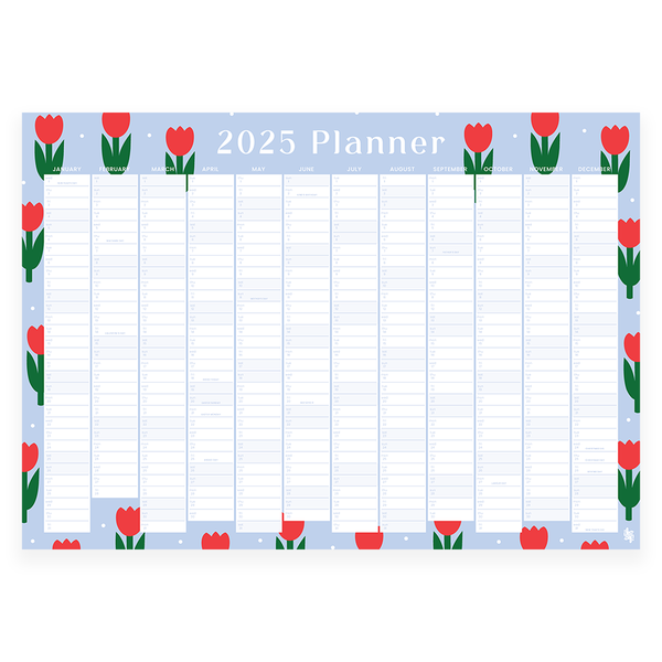 Iko Iko 2025 Wall Planner Tulips Blue