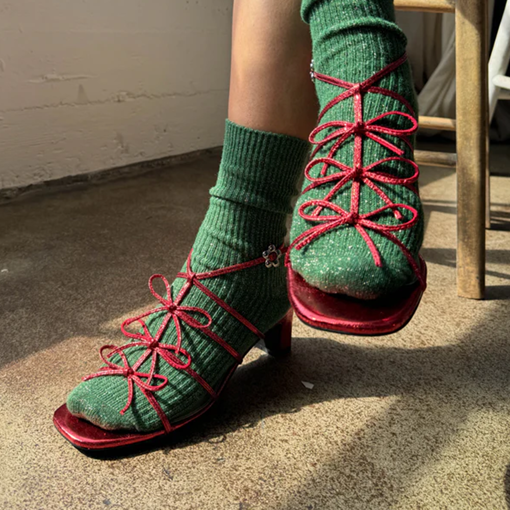 Le Bon Shoppe Winter Sparkle Socks Evergreen