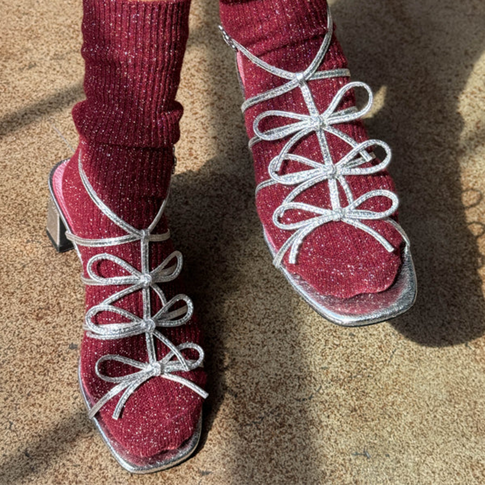 Le Bon Shoppe Winter Sparkle Socks Wine