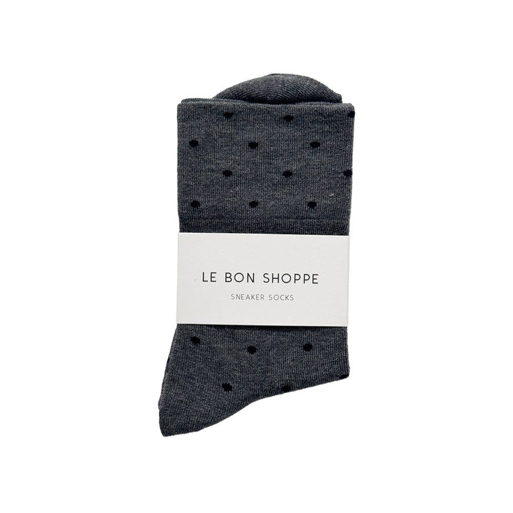 Le Bon Shoppe Socks Sneaker Charcoal Polka Dot
