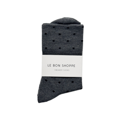 Le Bon Shoppe Socks Sneaker Charcoal Polka Dot