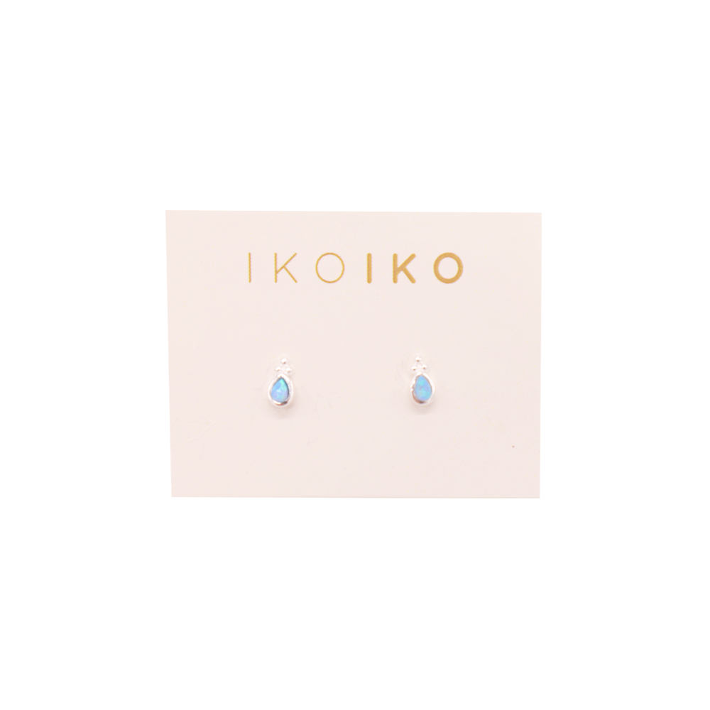 Iko Iko Studs Three Dot Drop Blue Opalite Silver