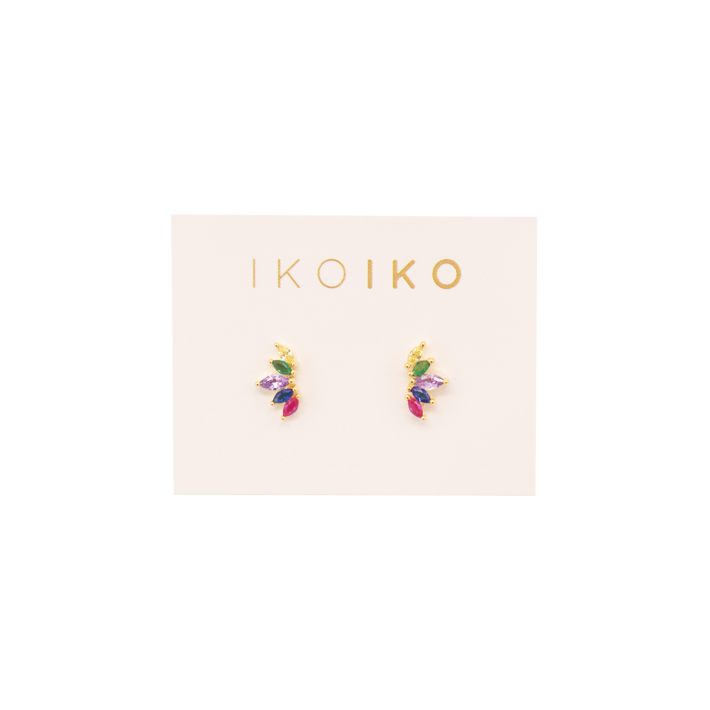 Iko Iko Studs Petal Crown Multi Colour CZs Gold