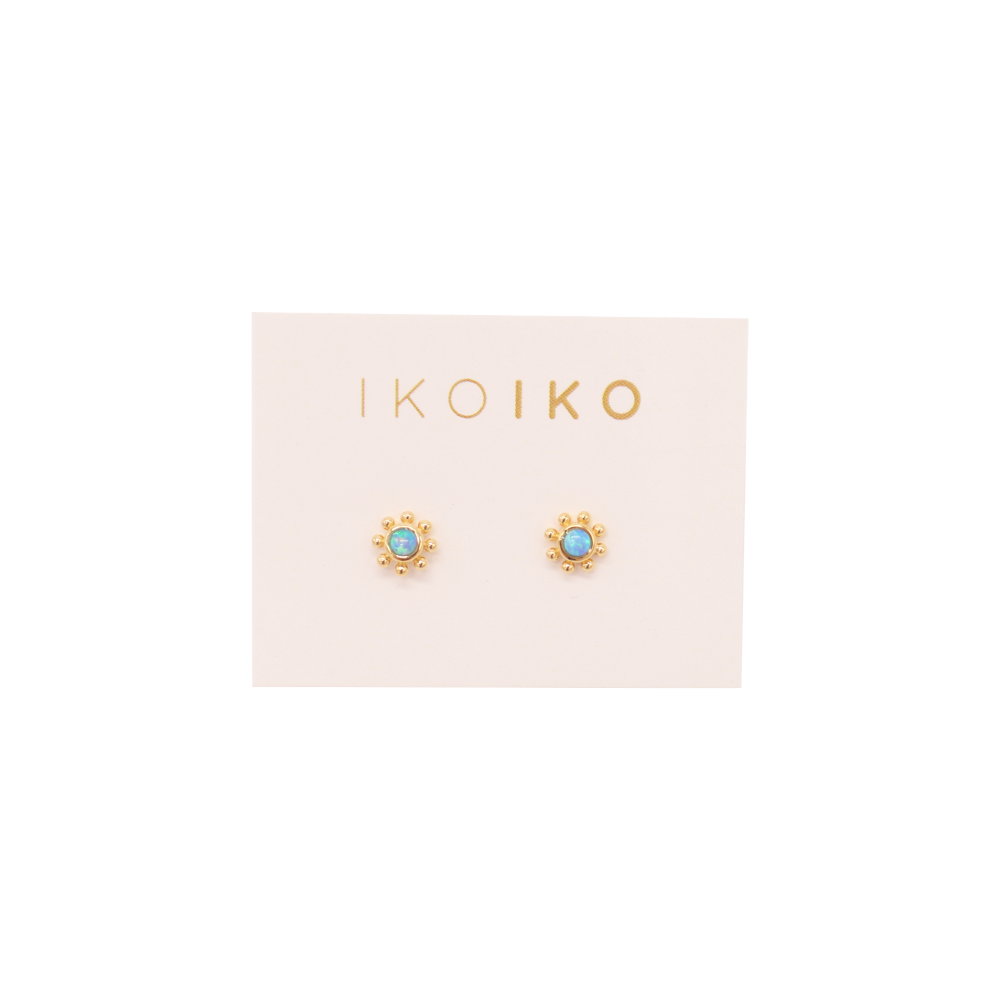 Iko Iko Studs Cog Flower Blue Opalite Gold