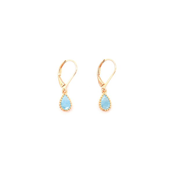 Iko Iko Earrings Teardrop Blue CZs Gold