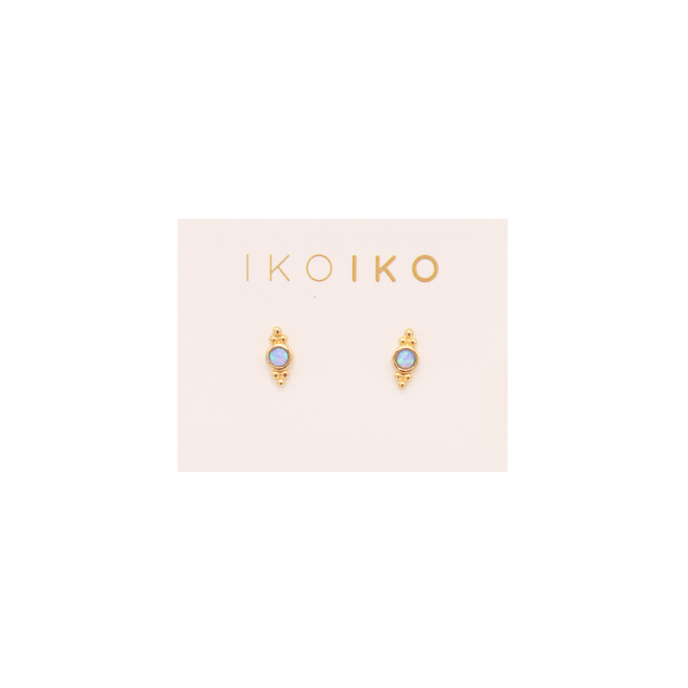 Iko Iko Studs Six Dot Crest Blue Opalite Gold