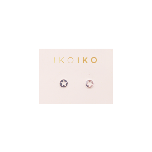 Iko Iko Studs Cut our Star on Circle Silver