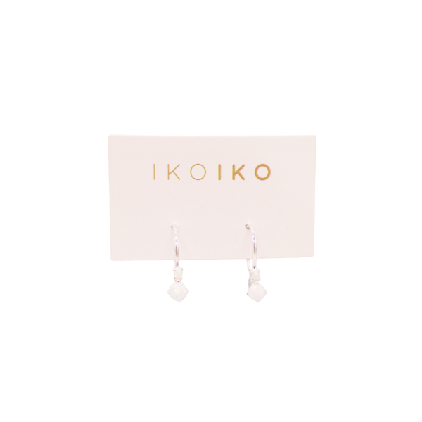 Iko Iko Earrings Duo White Opalite on Hook Silver