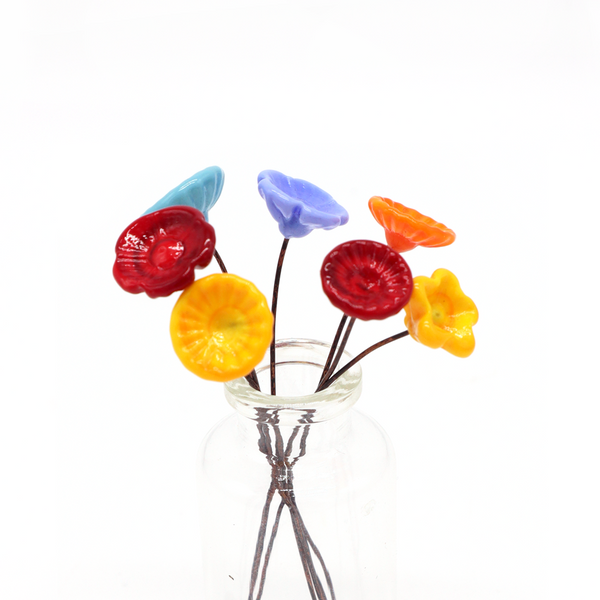 Rainey Designs Mini Flower Glass Stem Solid Assorted