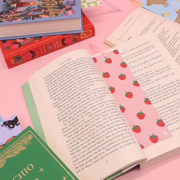 Iko Iko Double Sided Bookmark Strawberries Pink/Blue